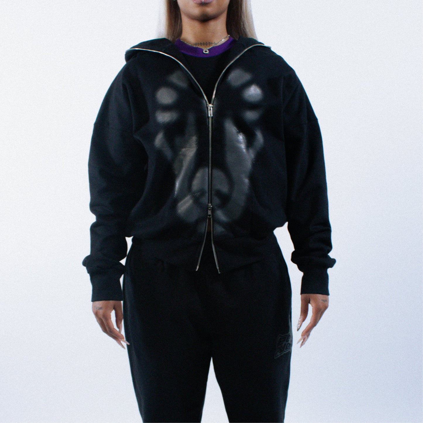 Backyard Halftone Big Dowg Zip Up Hoodie - Black