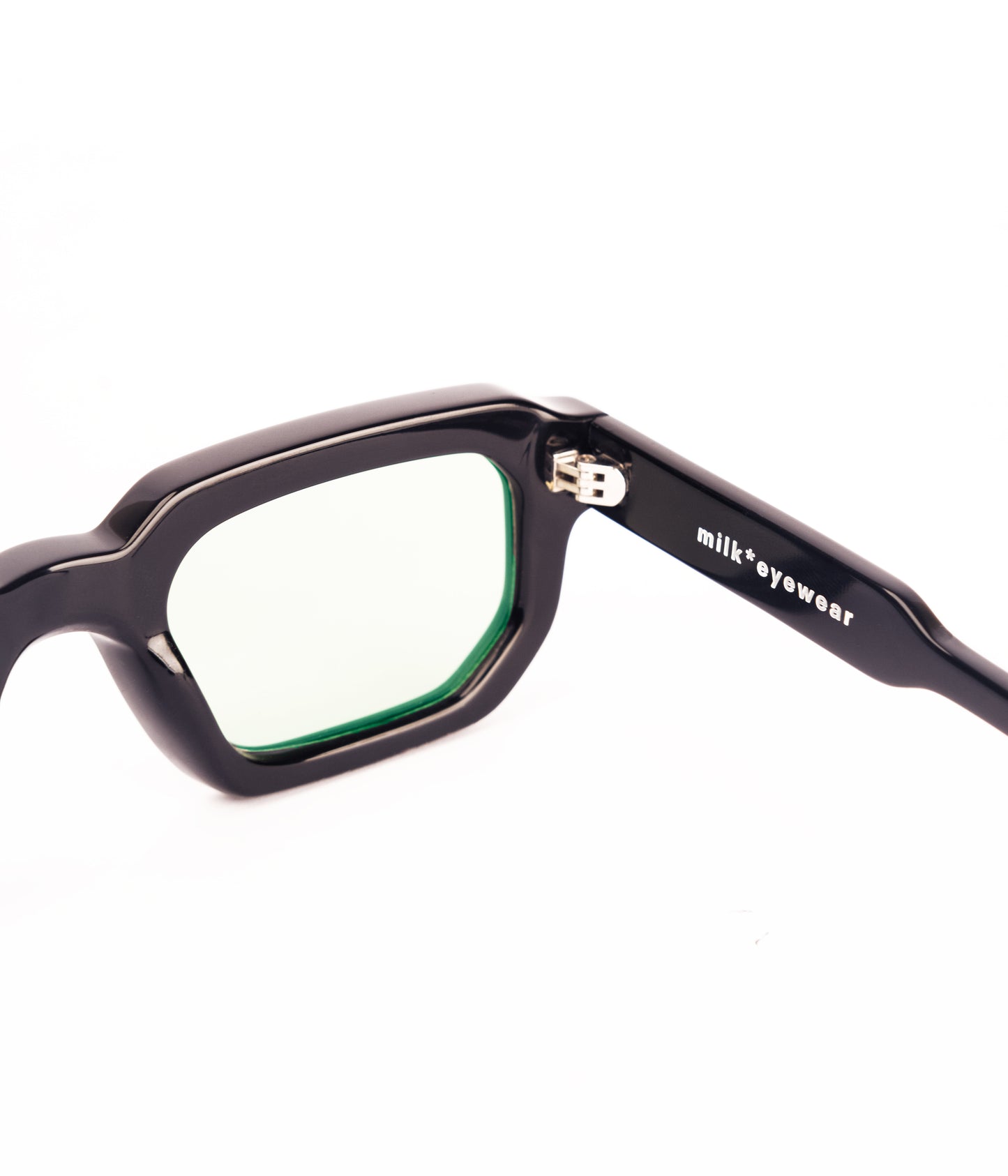 Milk Jules Sunglasses -Black Gloss/ Green Lens