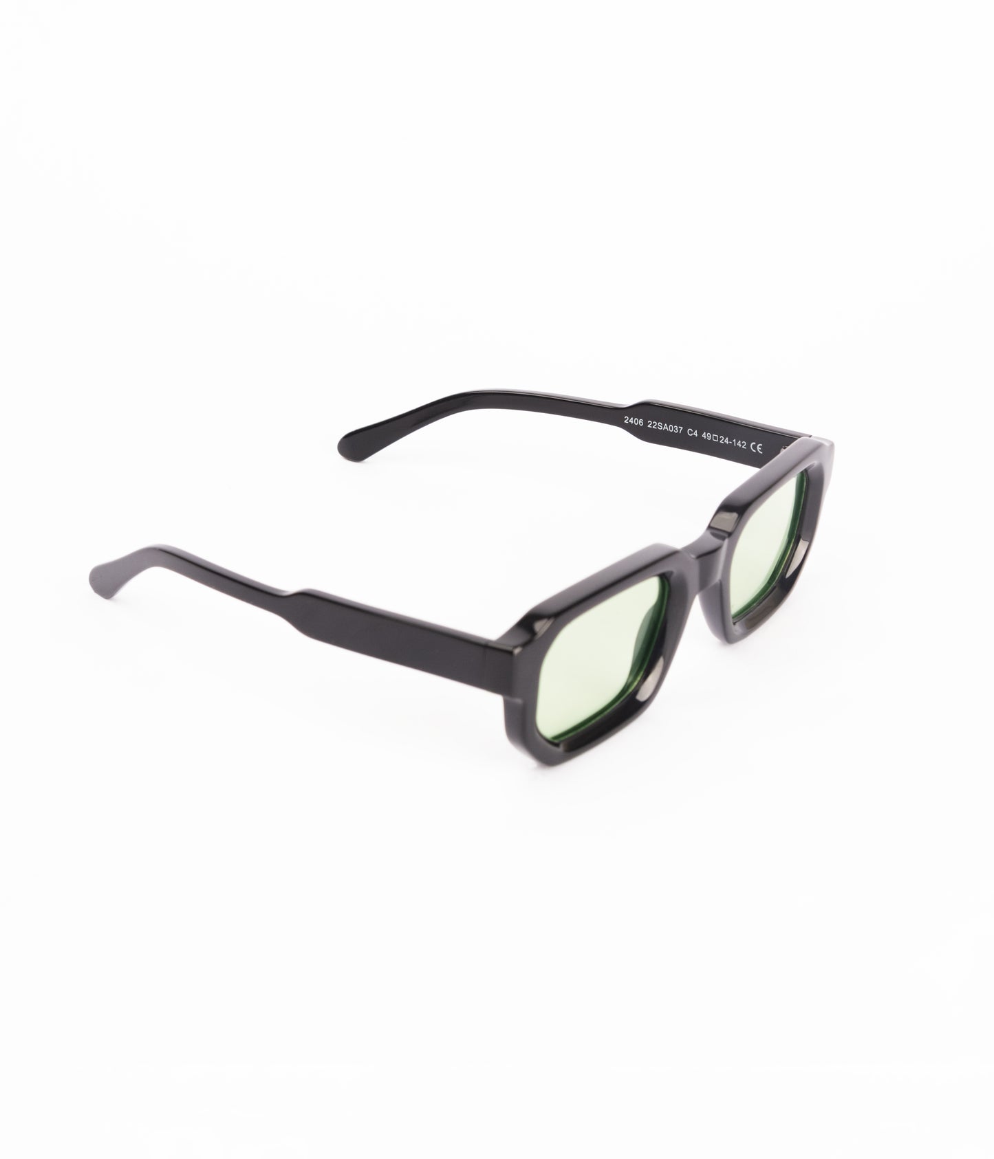 Milk Jules Sunglasses -Black Gloss/ Green Lens