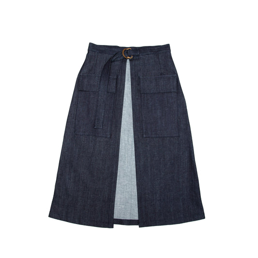Aelahn GINA Denim Wrap Skirt - Navy