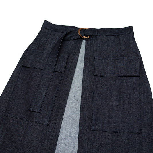 Aelahn GINA Denim Wrap Skirt - Navy