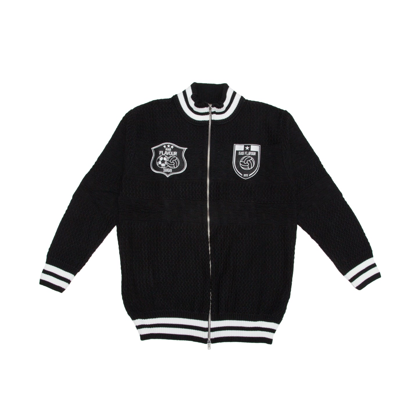 Kasi Flavour "Bench" Zip Up Knit Jacket - Black
