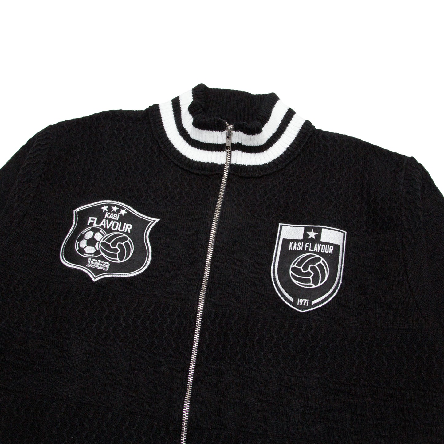 Kasi Flavour "Bench" Zip Up Knit Jacket - Black