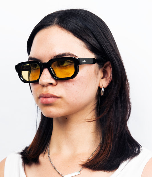 Milk Jules Sunglasses -Black Gloss/ Yellow Lens