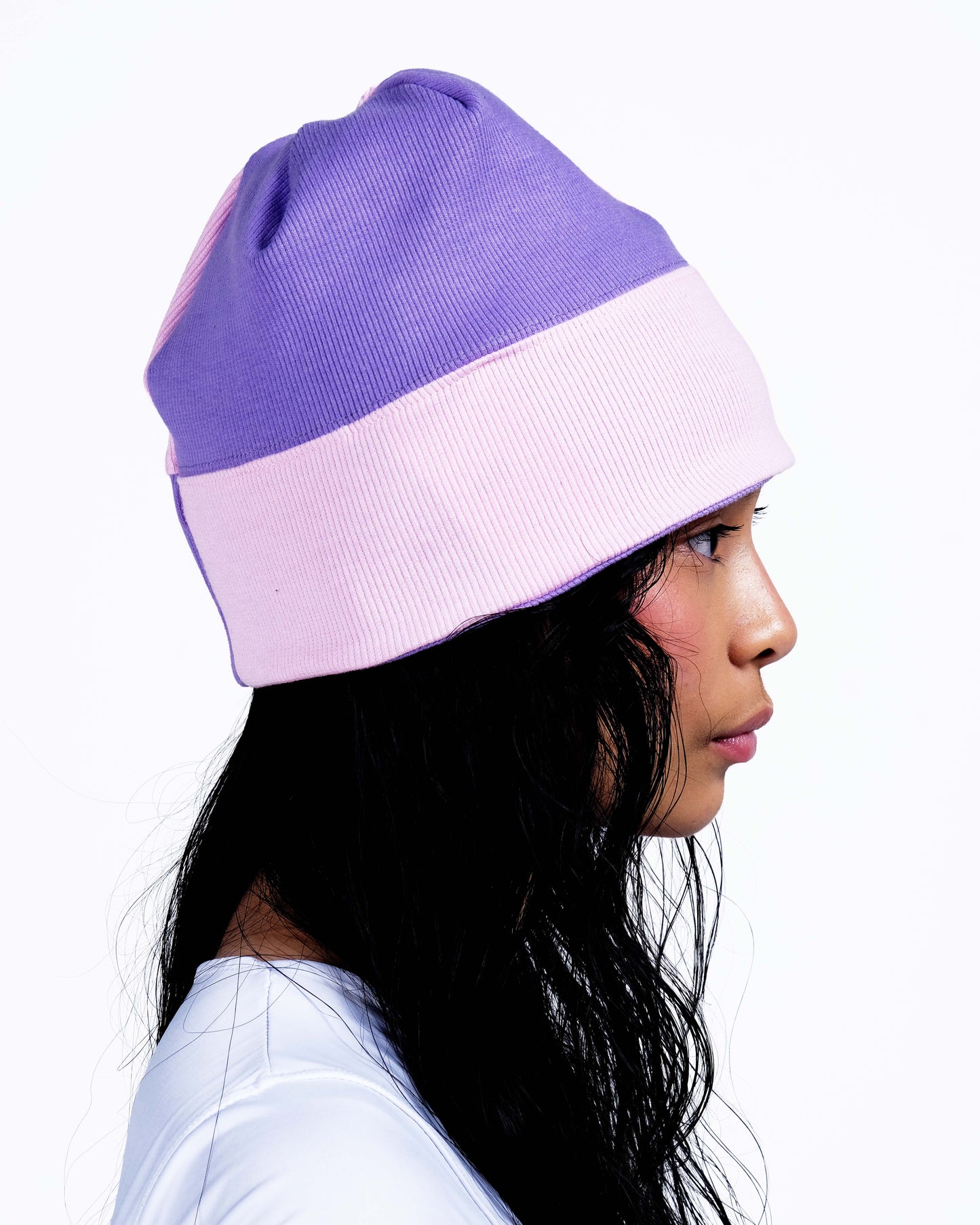 Potplantclub Split Ribbed Beanie - Purple/ Pink AW26