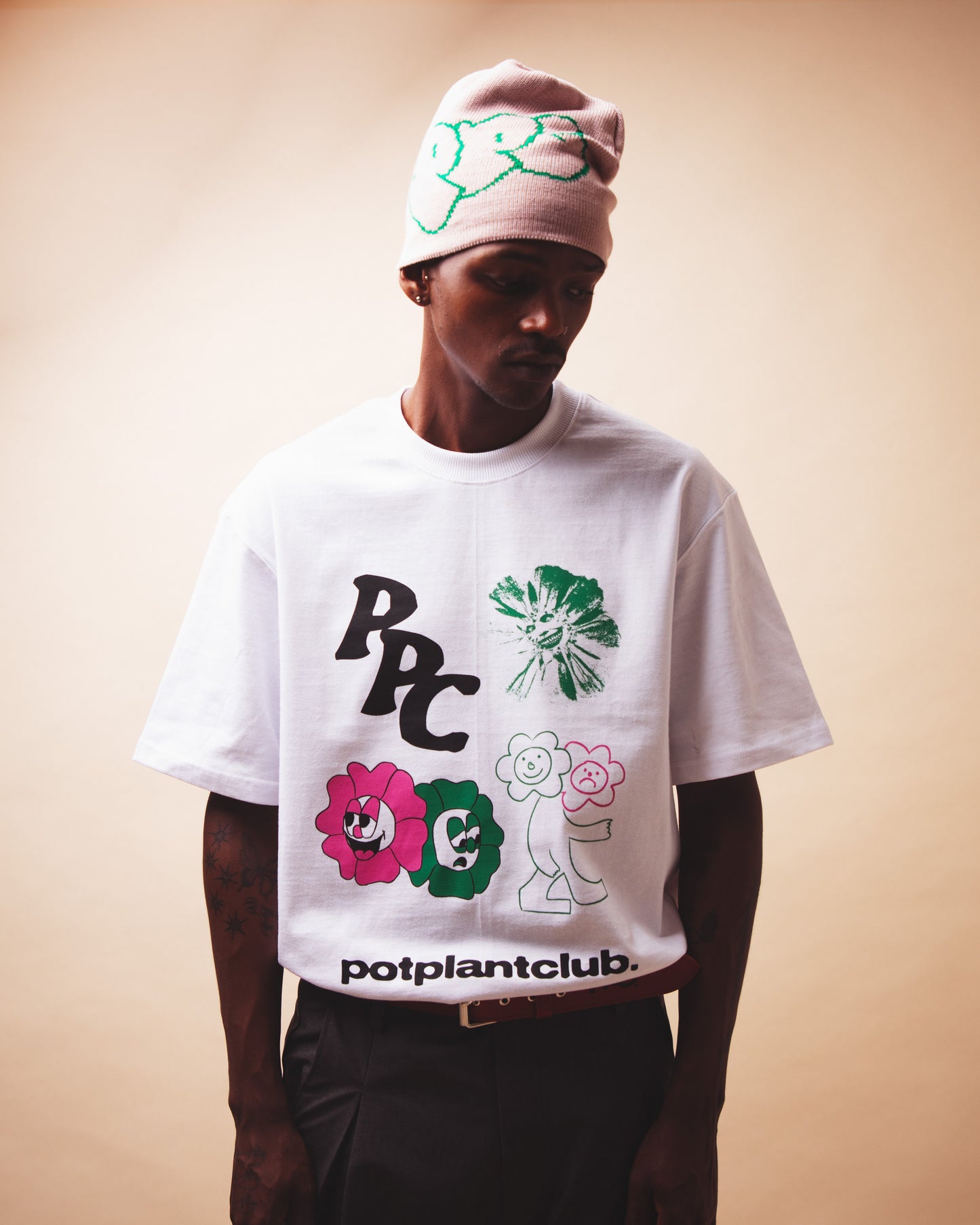 Pot Plant Club Skull Beanie - Pink