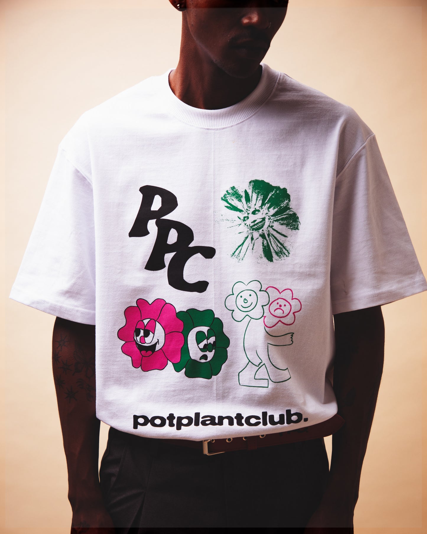 Pot Plant Club Left Over Flowers T-shirt - White