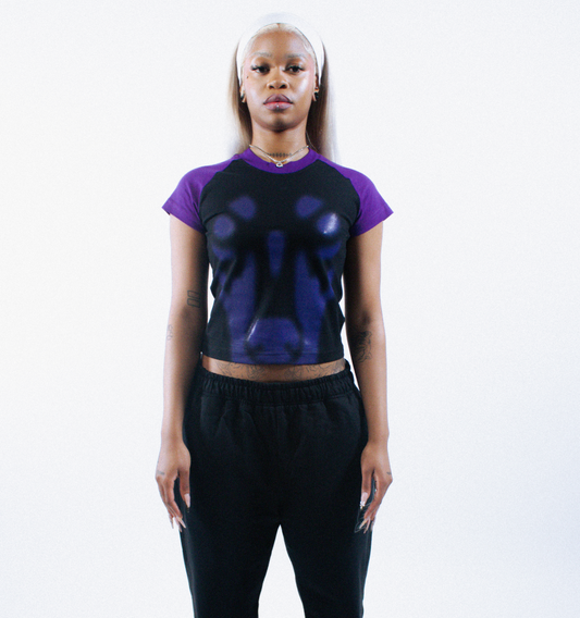 Backyard Big Face Baby T-shirt - Black/Purple