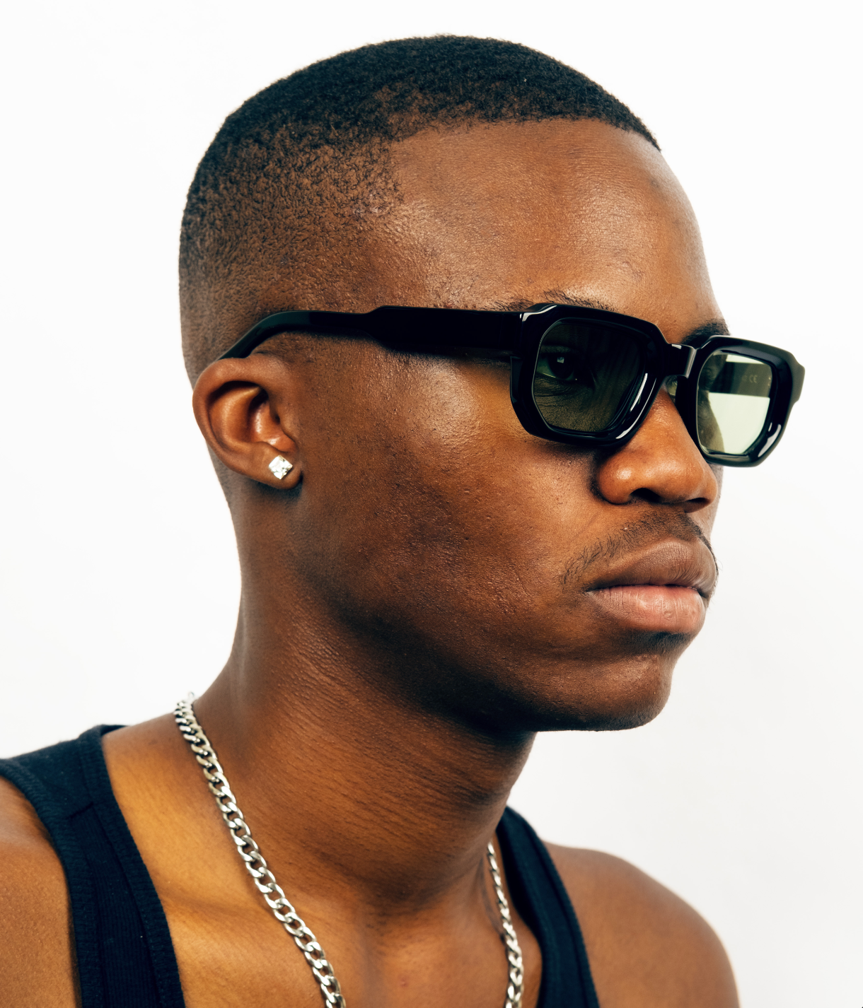 Milk Jules Sunglasses -Black Gloss/ Green Lens