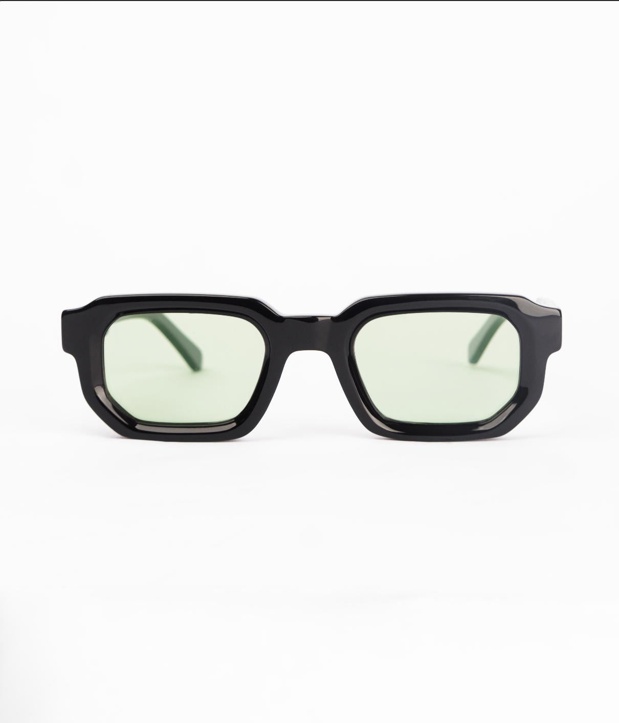 Milk Jules Sunglasses -Black Gloss/ Green Lens