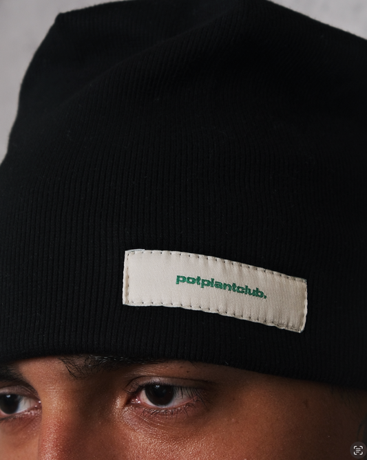 Potplantclub "PPCSTAPLES002" Ribbed Beanie - Black