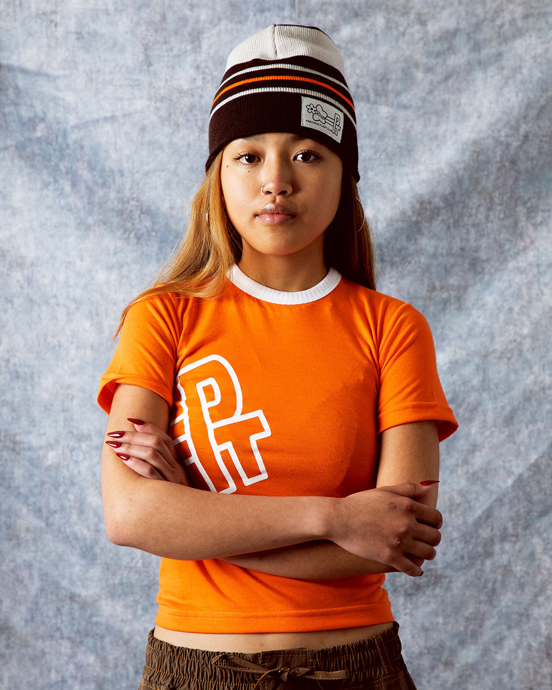 Precious Plant Club Skull Beanie - Brown/Cream/Orange
