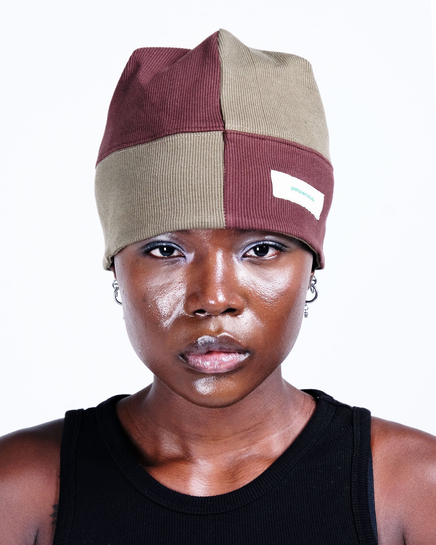 Potplantclub Split Ribbed Beanie - Brown/Green AW26
