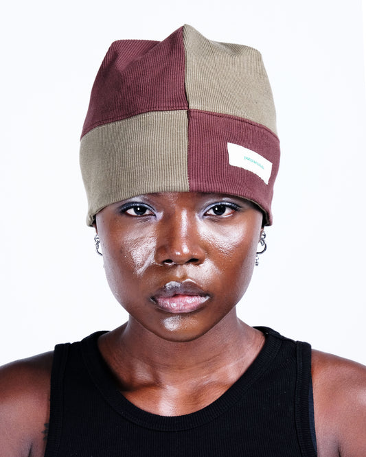 Potplantclub Split Ribbed Beanie - Brown/Green AW26