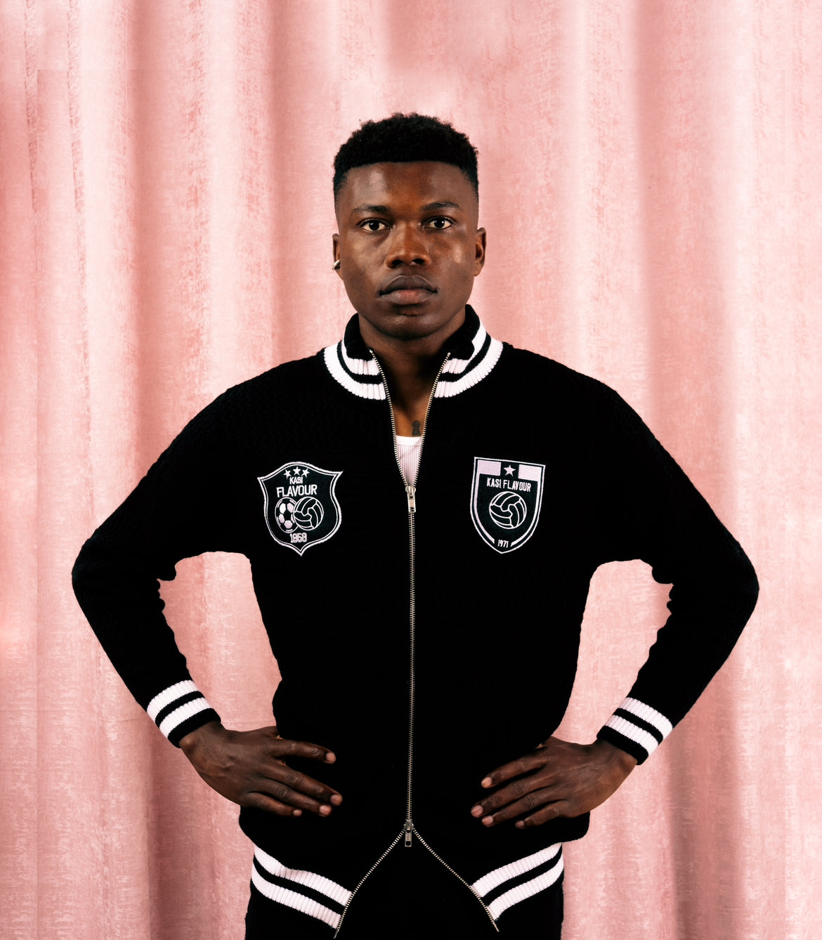 Kasi Flavour "Bench" Zip Up Knit Jacket - Black