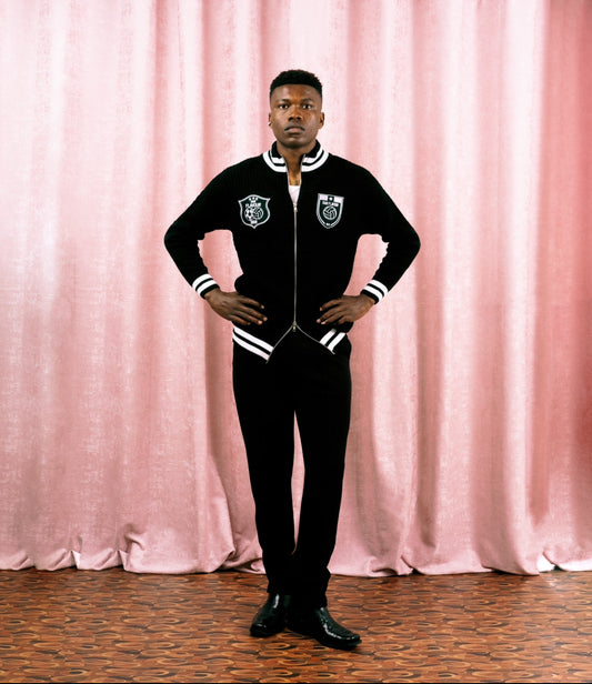 Kasi Flavour "Bench" Zip Up Knit Jacket - Black