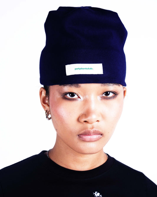 Potplantclub "PPCSTAPLES002" Ribbed Beanie - Navy AW26