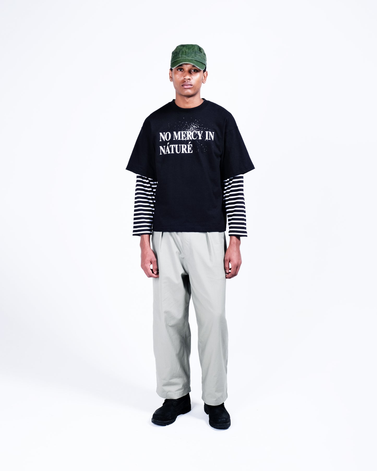 Potplantclub "No Mercy" Striped Under T-shirt - Black/White AW26
