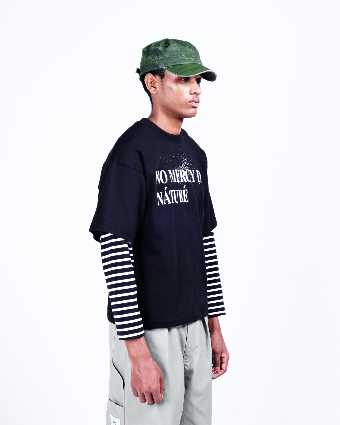 Potplantclub "No Mercy" Striped Under T-shirt - Black/White AW26