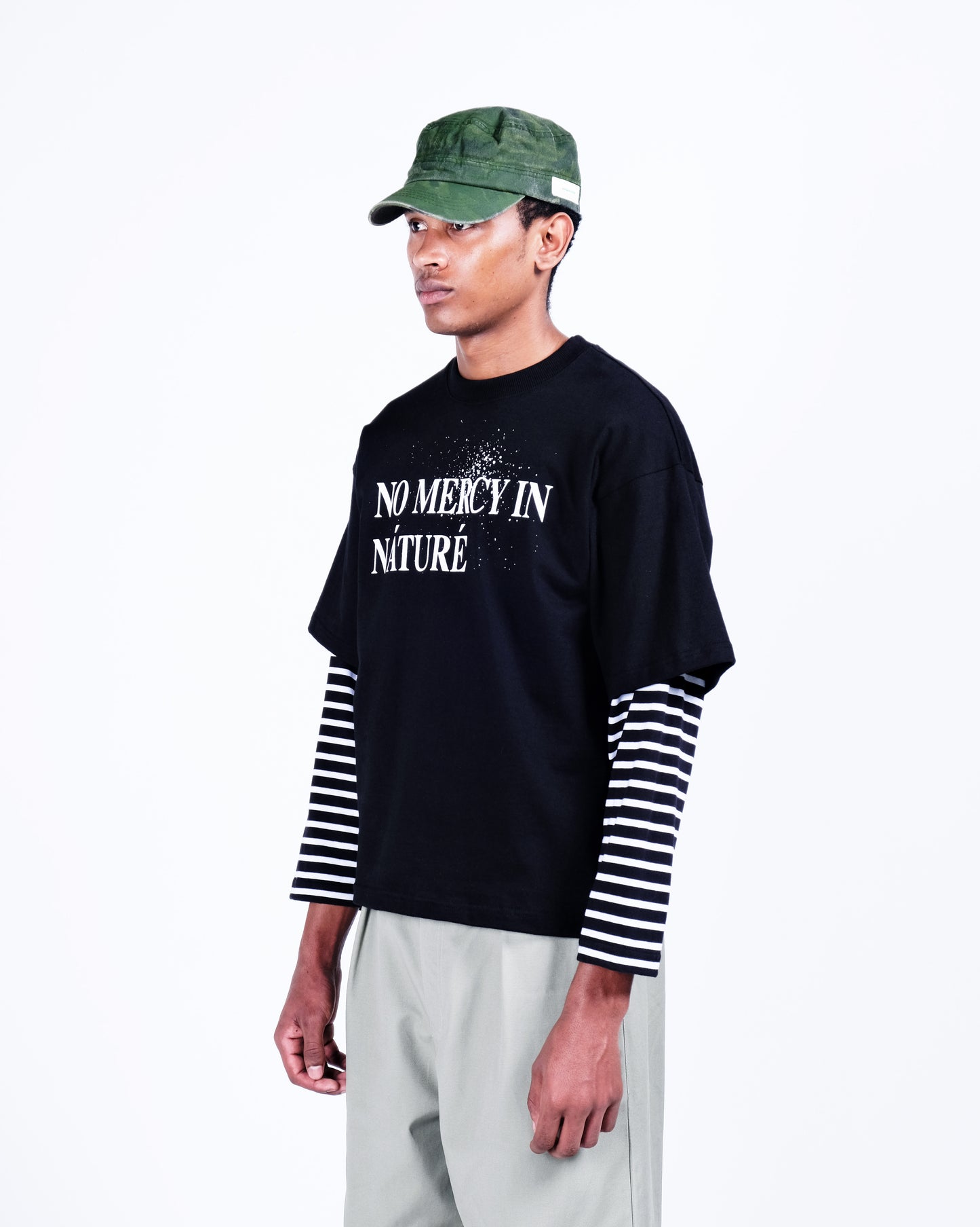 Potplantclub "No Mercy" Striped Under T-shirt - Black/White AW26