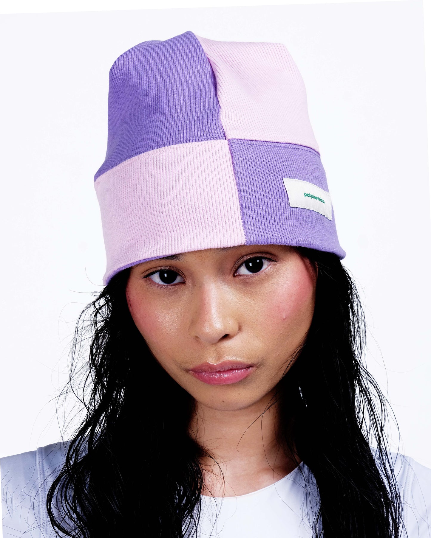 Potplantclub Split Ribbed Beanie - Purple/ Pink  AW26