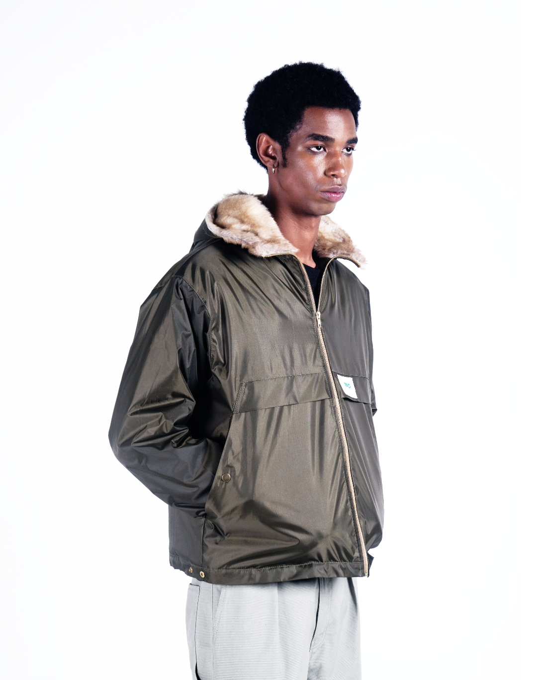 Potplantclub Waterproof Fur Hooded Jacket - Green AW26