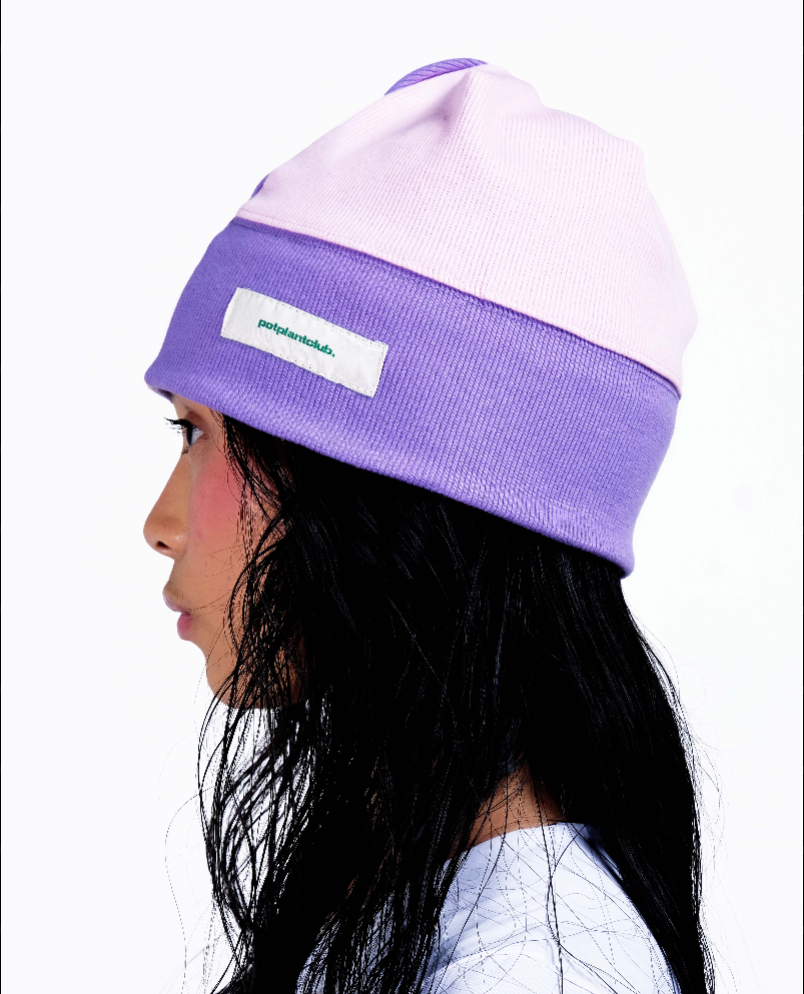 Potplantclub Split Ribbed Beanie - Purple/ Pink AW26