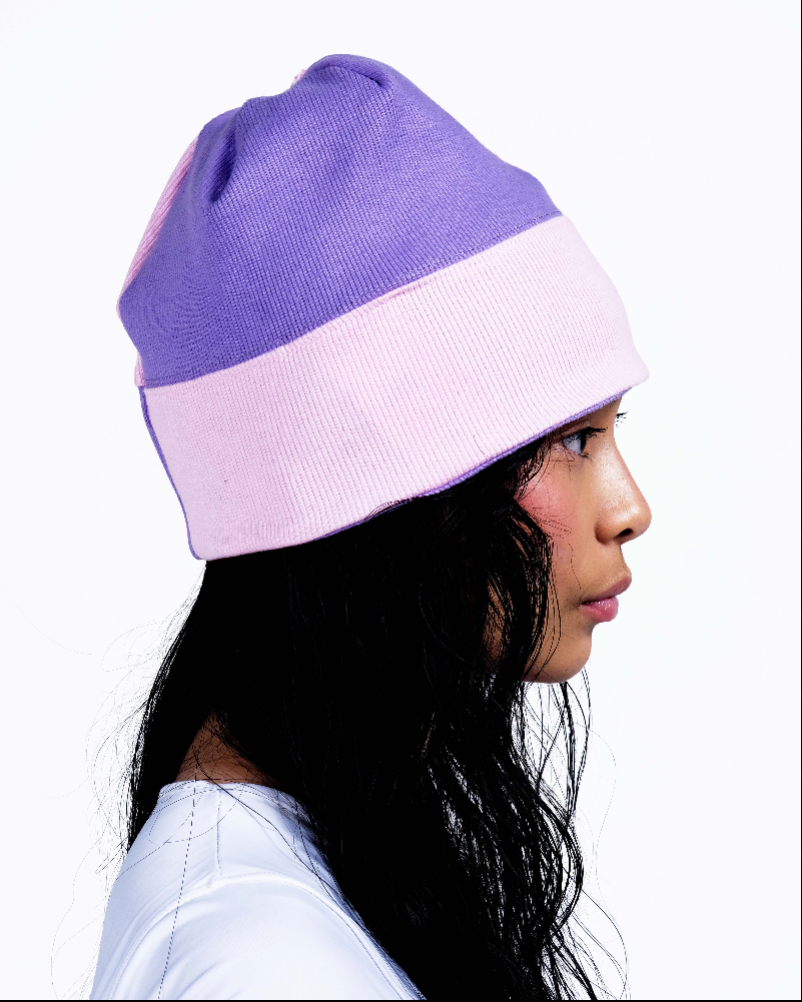 Potplantclub Split Ribbed Beanie - Purple/ Pink AW26