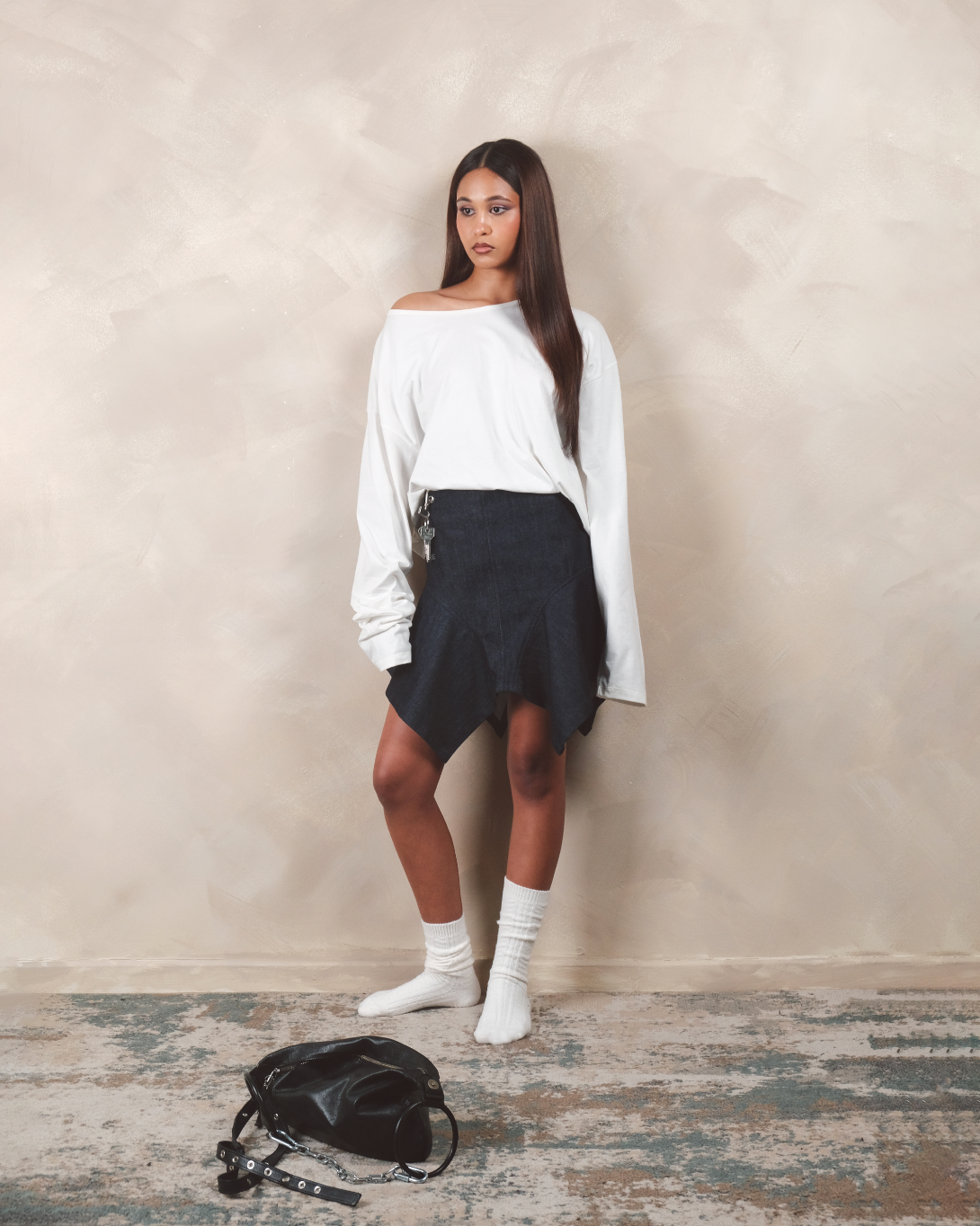 Aelahn "Jelita" Denim Skirt - Navy SS26