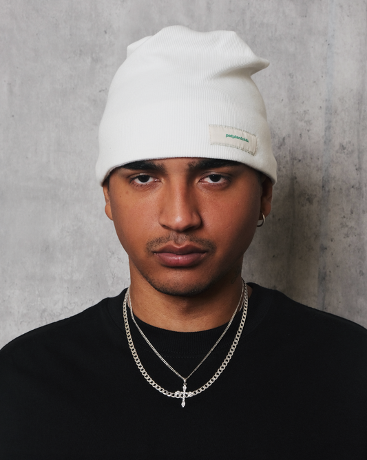 Potplantclub "PPCSTAPLES002" Ribbed Beanie - White