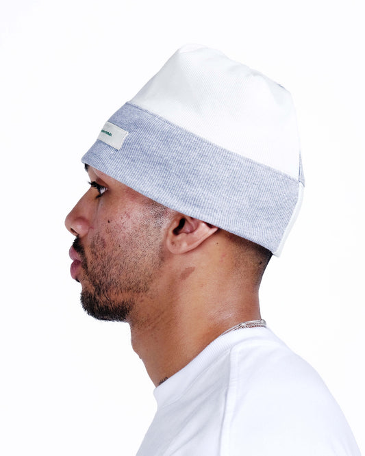 Potplantclub Split Ribbed Beanie - Grey/ White AW26