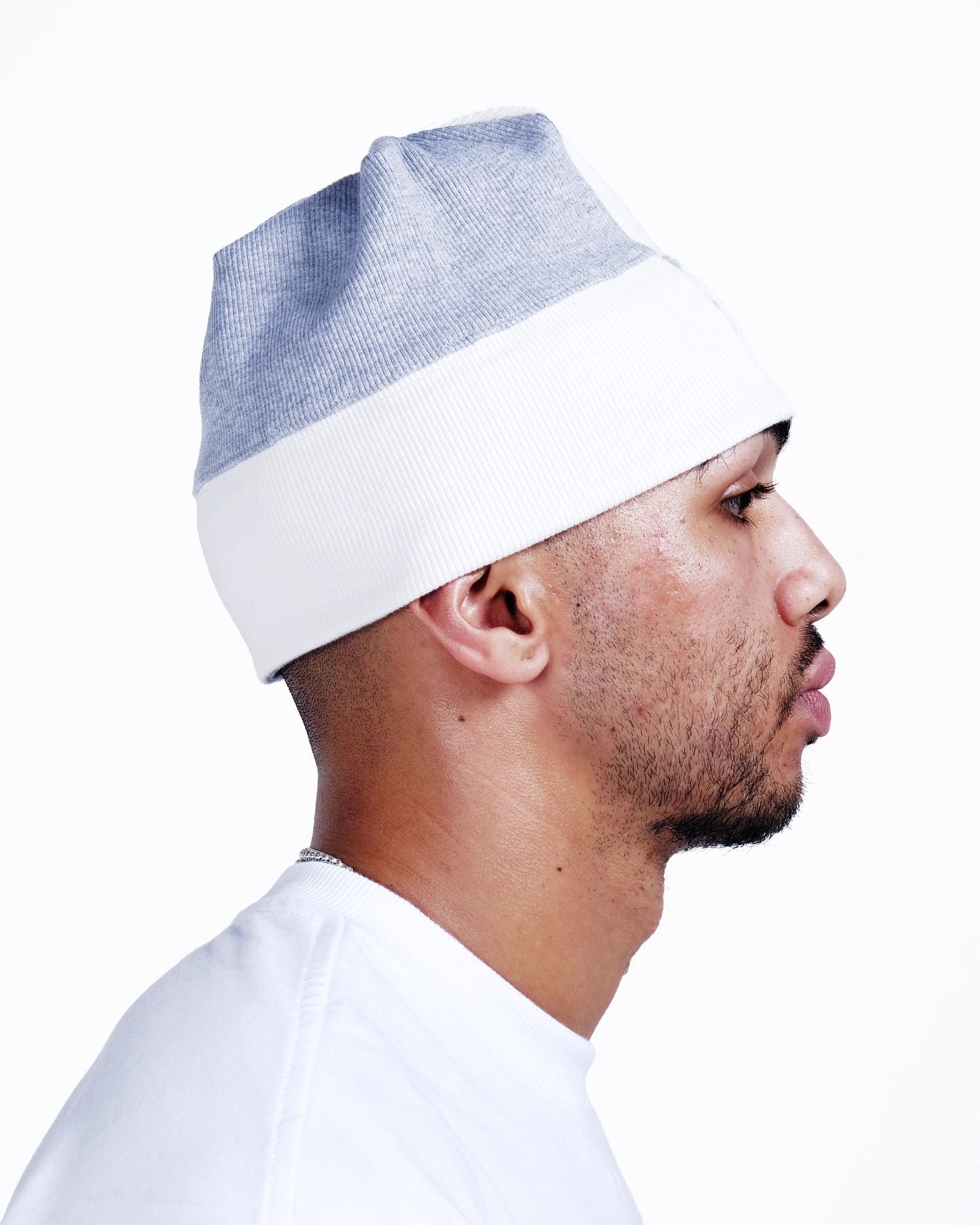 Potplantclub Split Ribbed Beanie - Grey/ White AW26